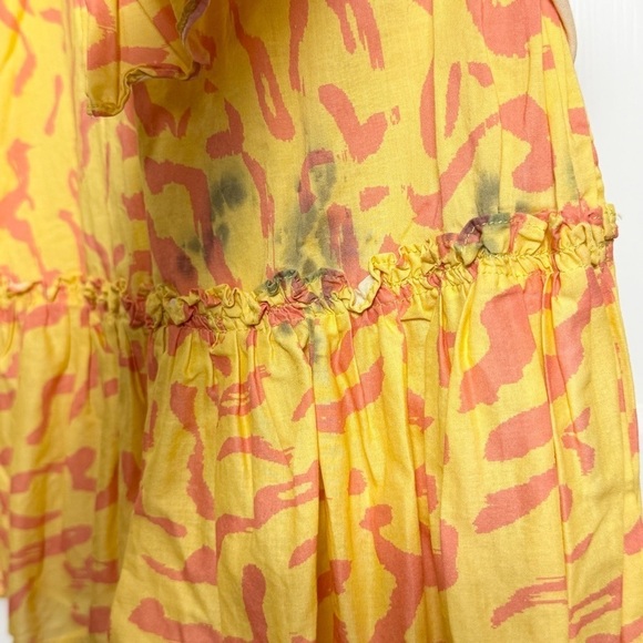 DEREK LAM Squiggle Print Square Neck Sleeveless Asymmetric Tier Ruffle Dress 6 - Picture 12 of 12